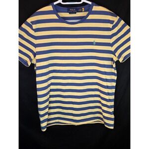 Polo Ralph Lauren Men's Custom Slim Fit Striped T Shirt Blue Yellow Large